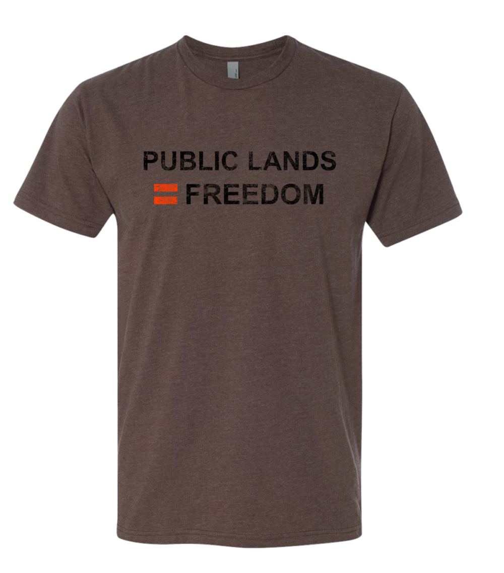 Public Lands = Freedom T-Shirt - Brown