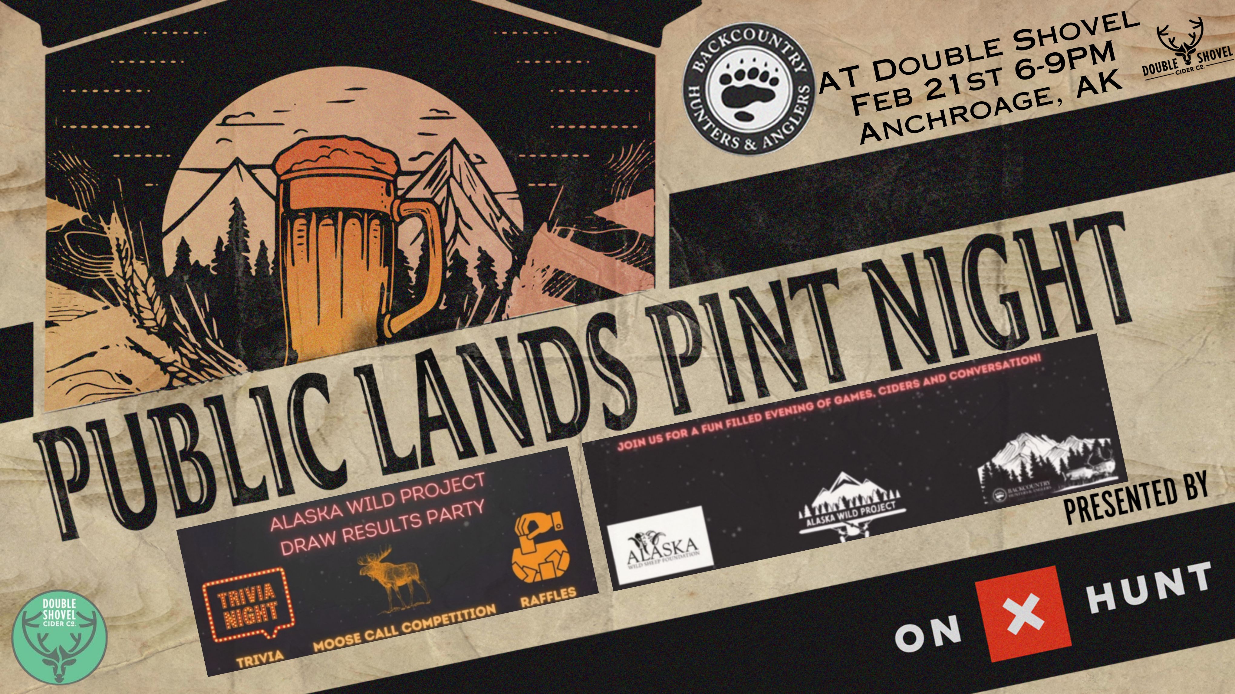 Public Lands Pint Night  at Double Shovel in Anchorage AK on Feb 21 from 6-9 pm